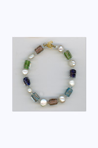 Pearl and India Glass Bracelet