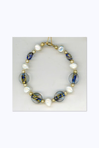 India Glass and Baroque Pearl Bracelet