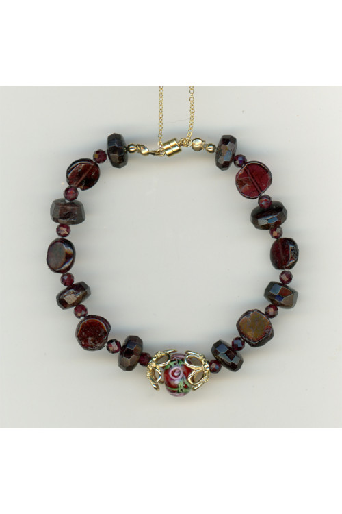 Crimson Chinese Lampwork and India Glass Bracelet
