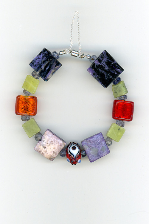 Tibetan Eye Bead, Indian Silver-lined Beads and Gemstones — Bracelet