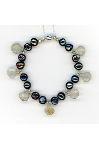 Black Peacock Pearl and Rutilated Quartz