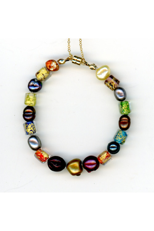 India Glass and Pearl Bracelet