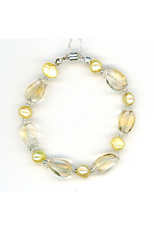 Citrine and Baroque Pearl Bracelet