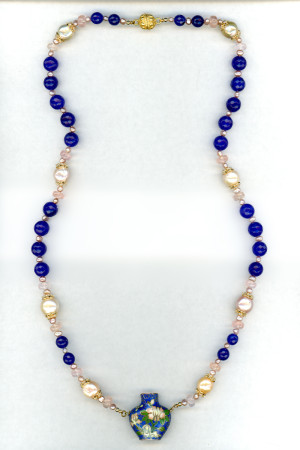 Sapphire Pearl & Snuff Bottle Necklace